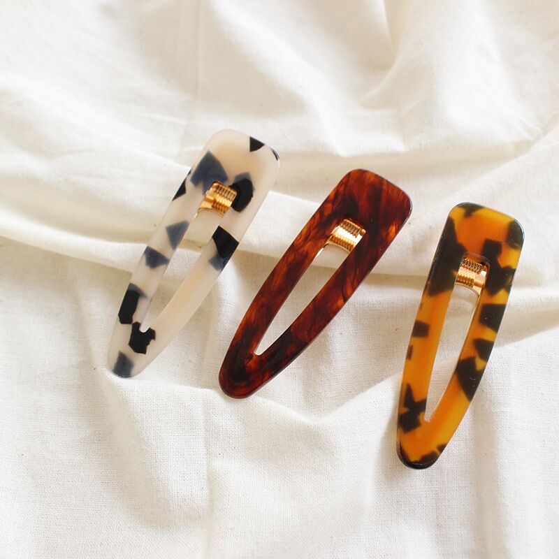 Women Vintage Hair Pin Clip Leopard Hair Clip Geometric Water Drop Shape Hairpin Clips Hair Styling Accessories