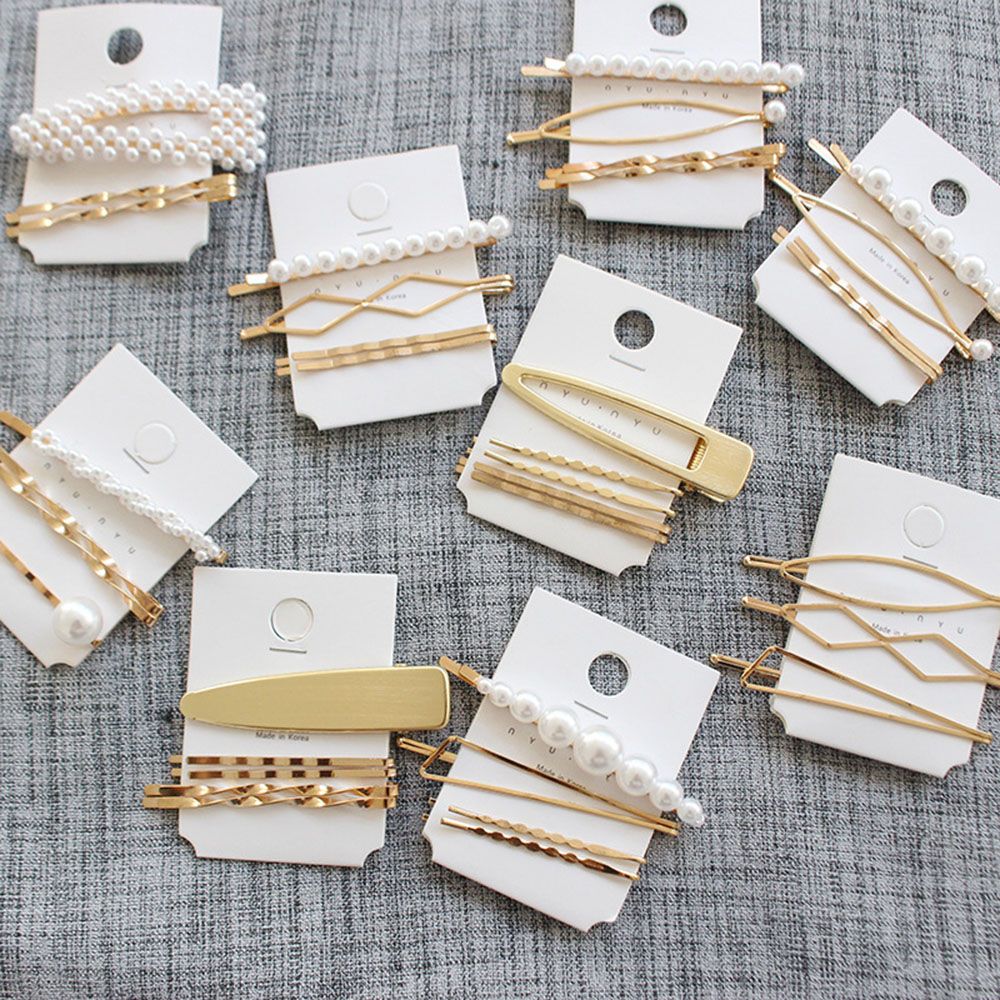3Pcs/set Pearl Metal Gold Color Hair Clip Bobby Pin Barrette Hairband Hairpin Headdress for women girls Hair Accessories