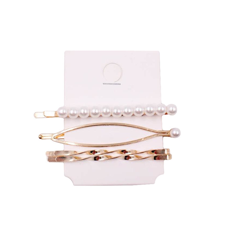 3Pcs/set Pearl Metal Gold Color Hair Clip Bobby Pin Barrette Hairband Hairpin Headdress for women girls Hair Accessories