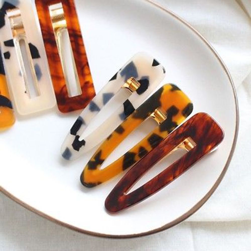 Women Vintage Hair Pin Clip Leopard Hair Clip Geometric Water Drop Shape Hairpin Clips Hair Styling Accessories