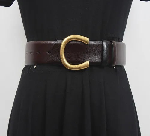 Wide Cowskin Leather Waist Belt for Women Genuine Cow Leather Double-faced High Quality Waistband Cinture Belts