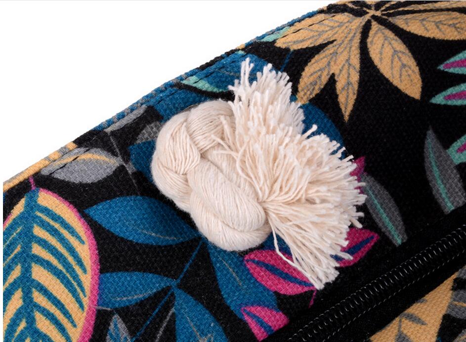 Leaf print shoulder cotton bag