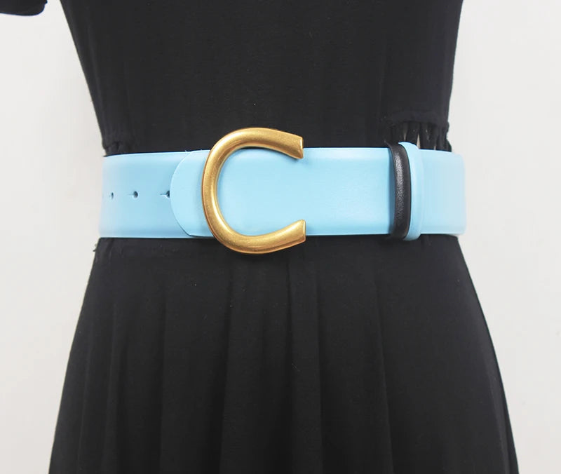 Wide Cowskin Leather Waist Belt for Women Genuine Cow Leather Double-faced High Quality Waistband Cinture Belts
