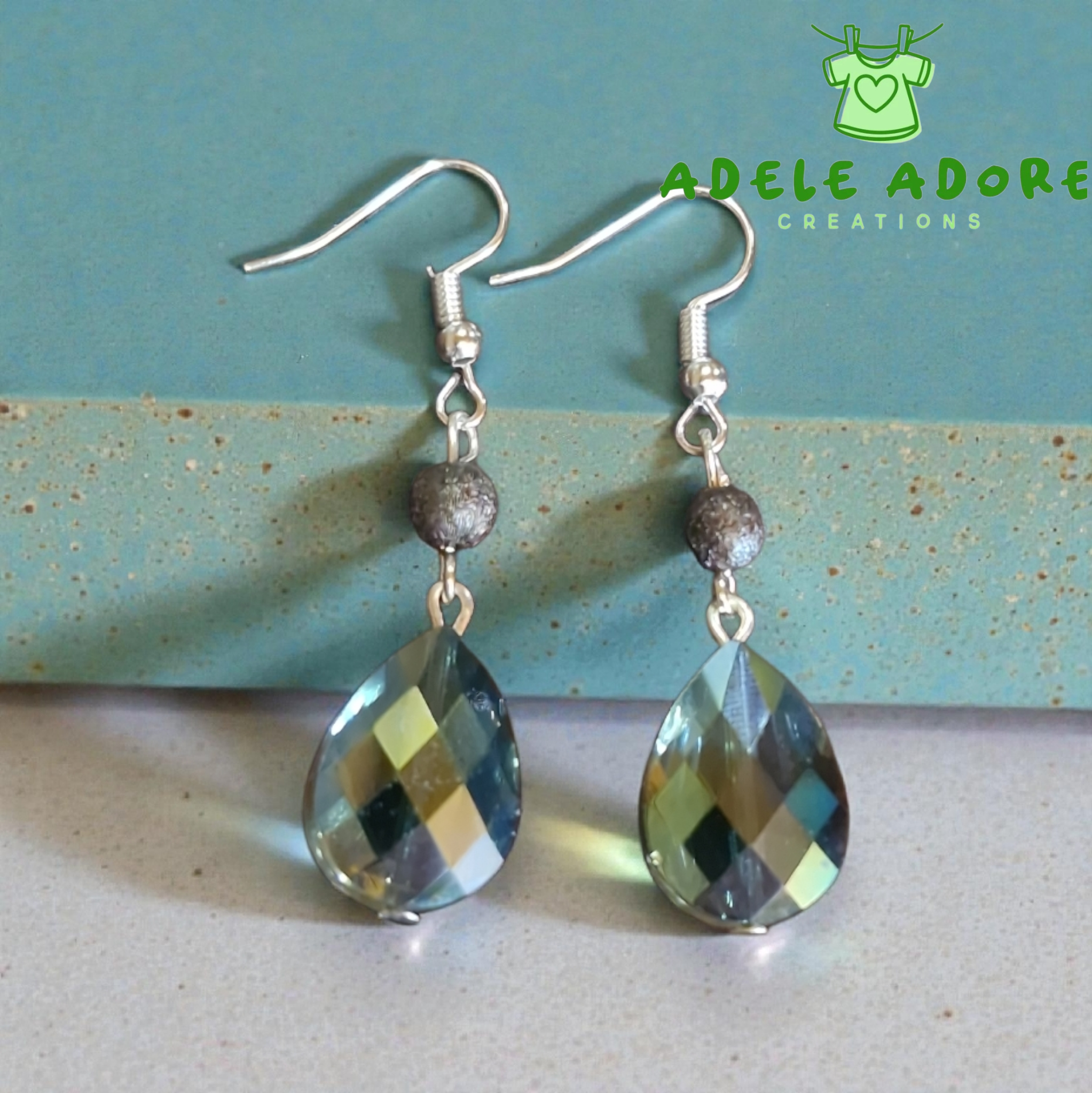 Multi coloured crystal drop dangle earrings