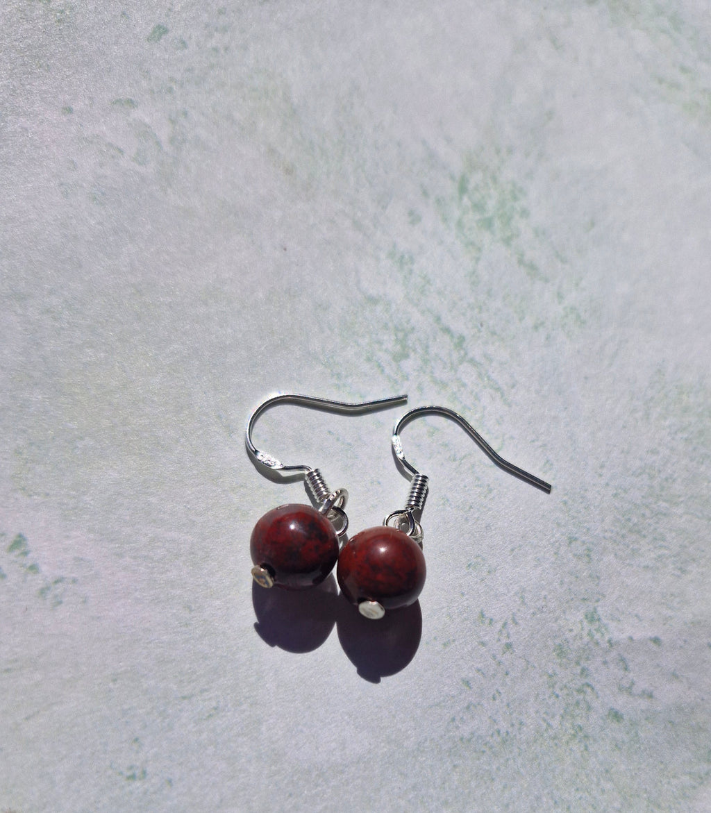 Red Jasper and Sterling silver earrings