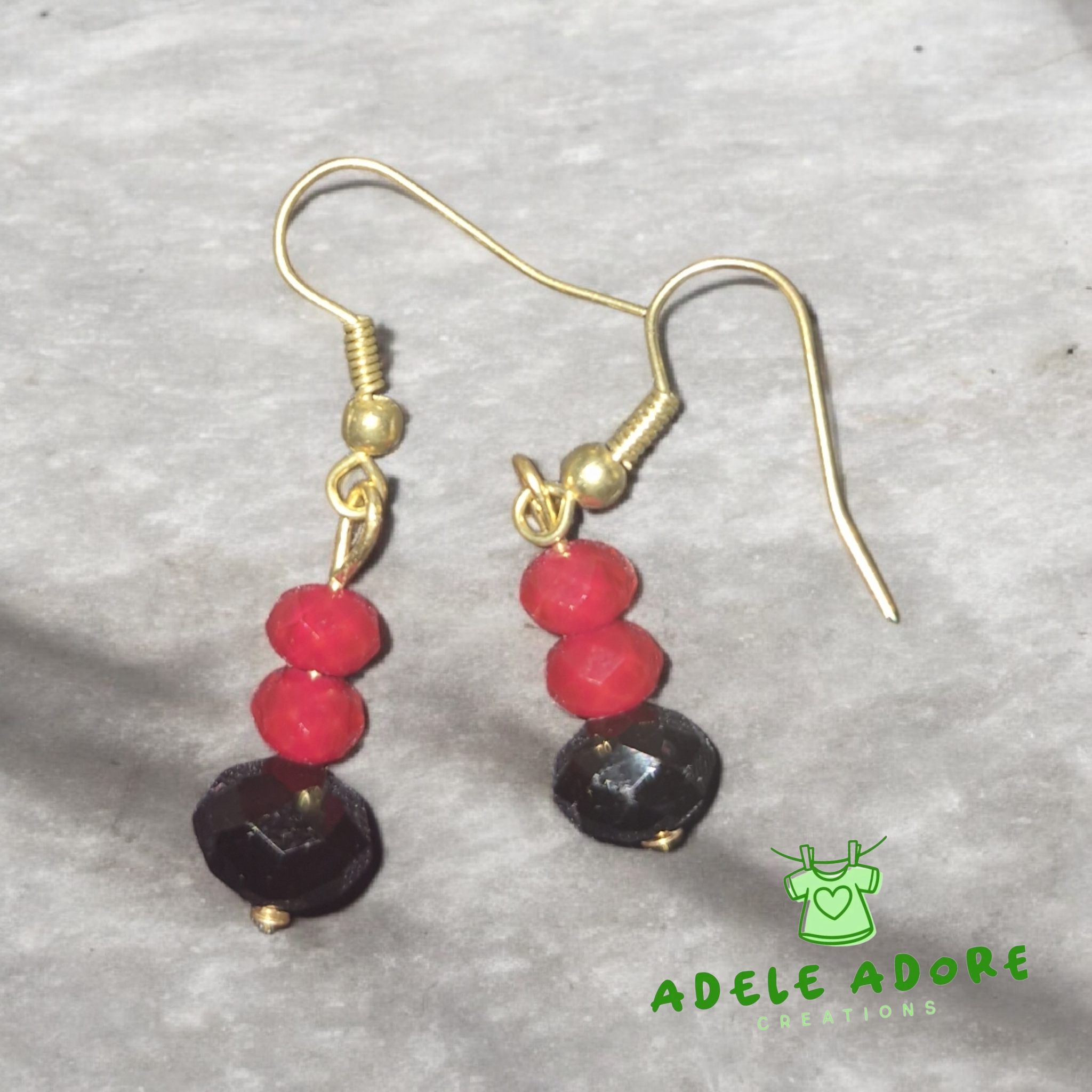 Black and red earrings