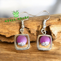 Purple and silver drop style earring