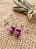 Purple wood and turquoise earrings