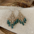 Emerald green crystal chandelier earrings