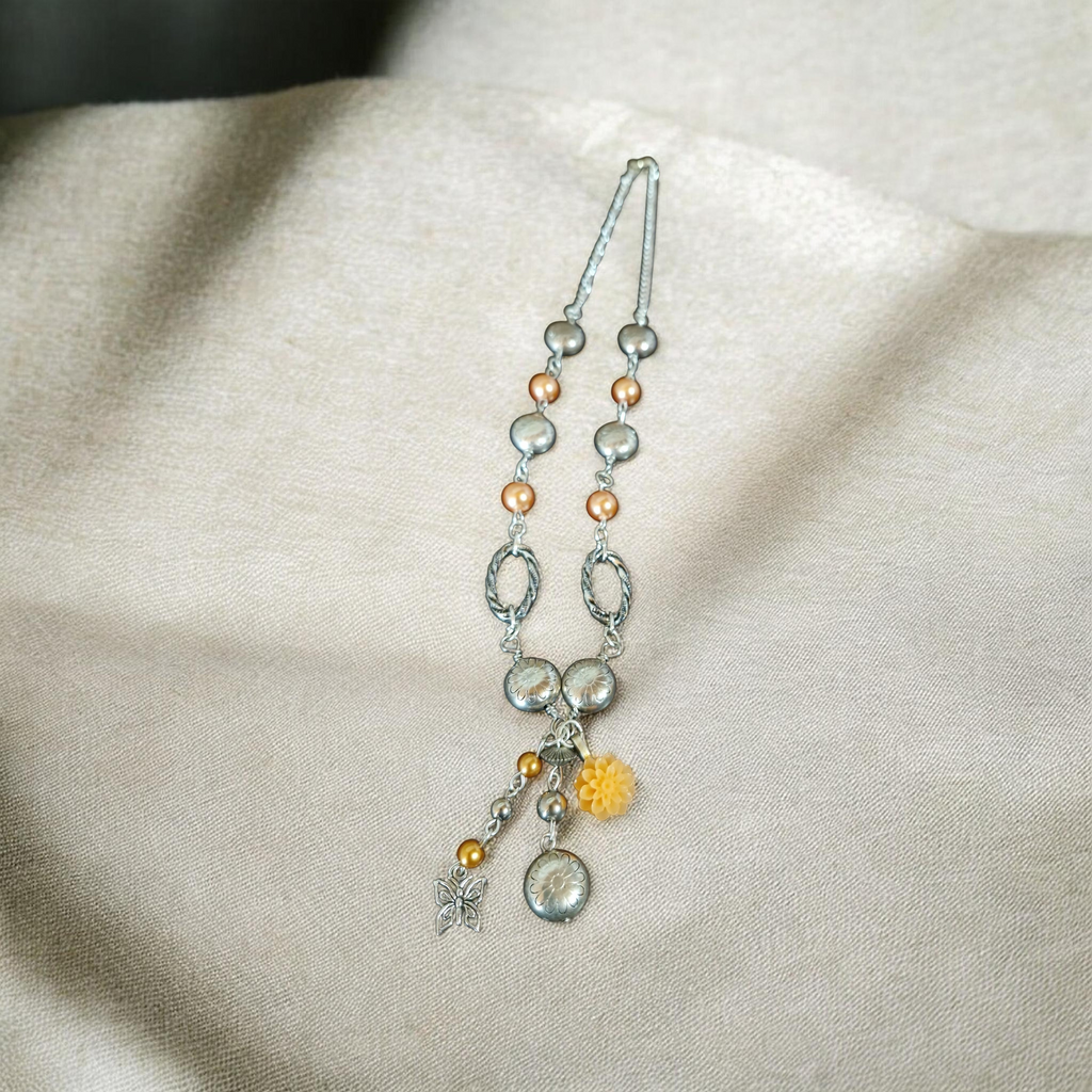 Orange and silver decorative cluster chain
