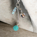 Teal floral cluster necklace