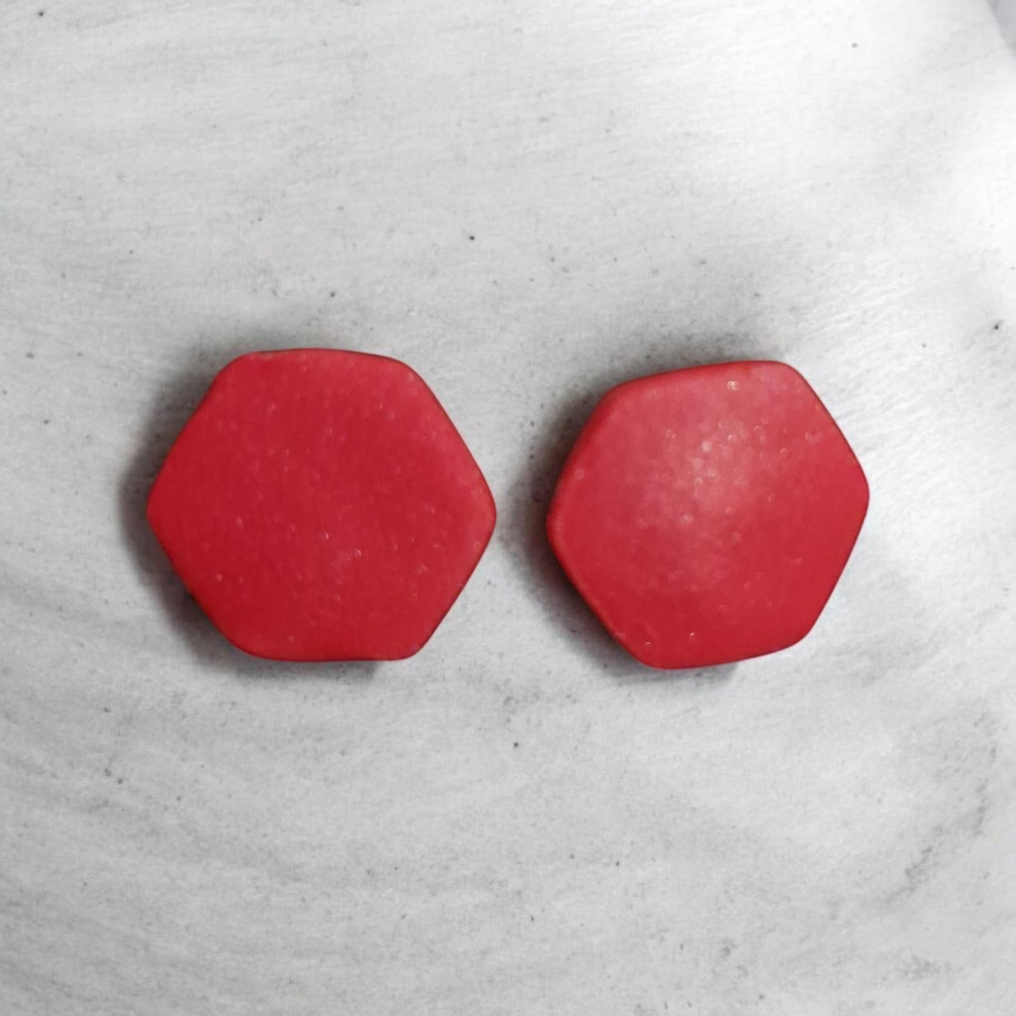 Hexagonal red clay stud