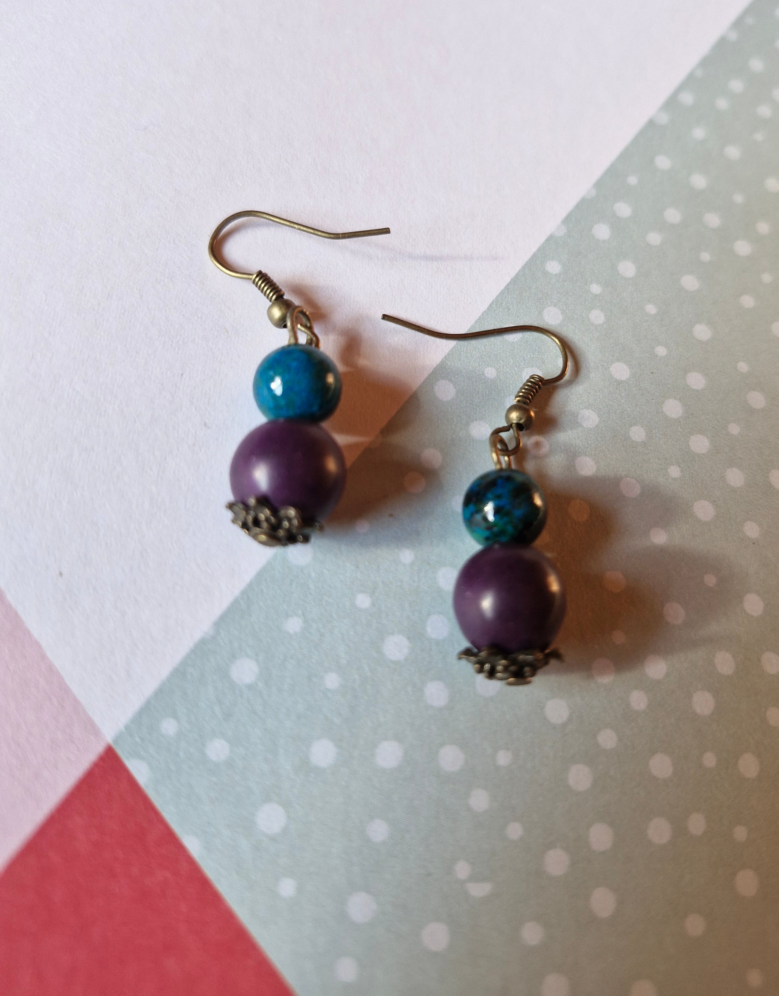 Purple & Blue beaded earrings