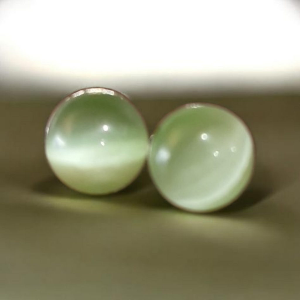 Green Cat's eye studs