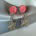 Pink Clay and Silver butterfly