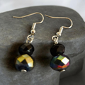 Black and multicoloured glass faceted earrings