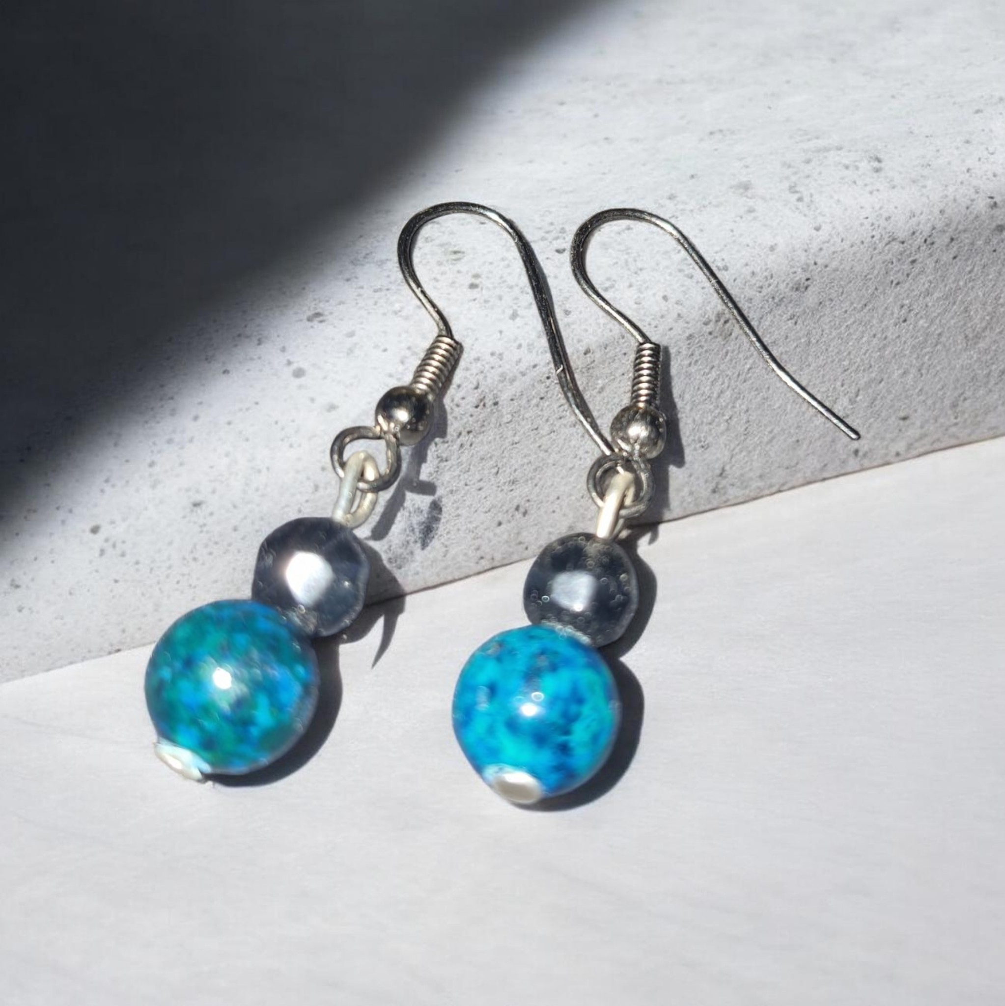 Speckled blue earrings