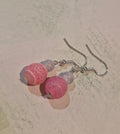 Pink and purple round beaded earrings