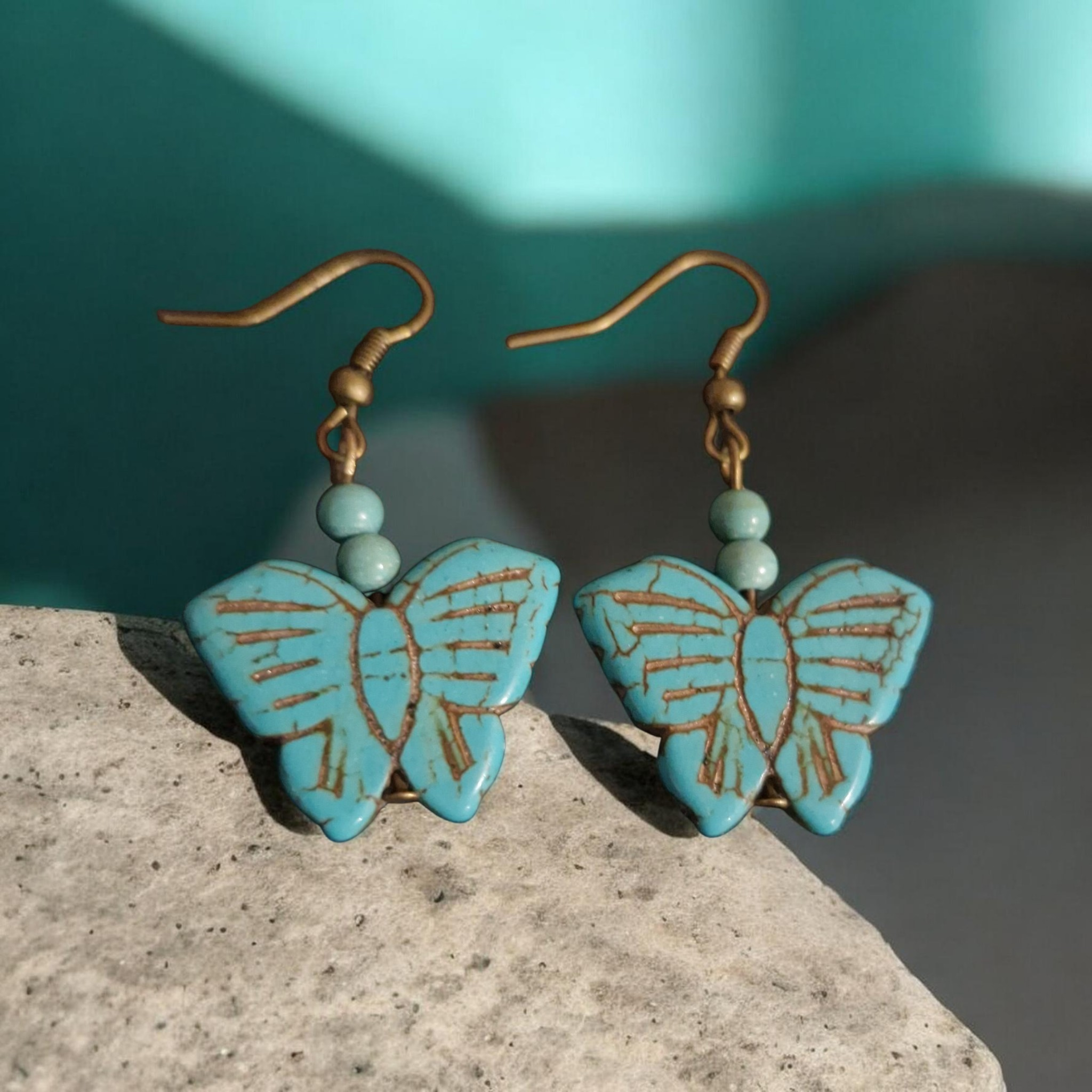 Turquoise butterfly earrings