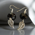 Filigree leaf and crystal earring