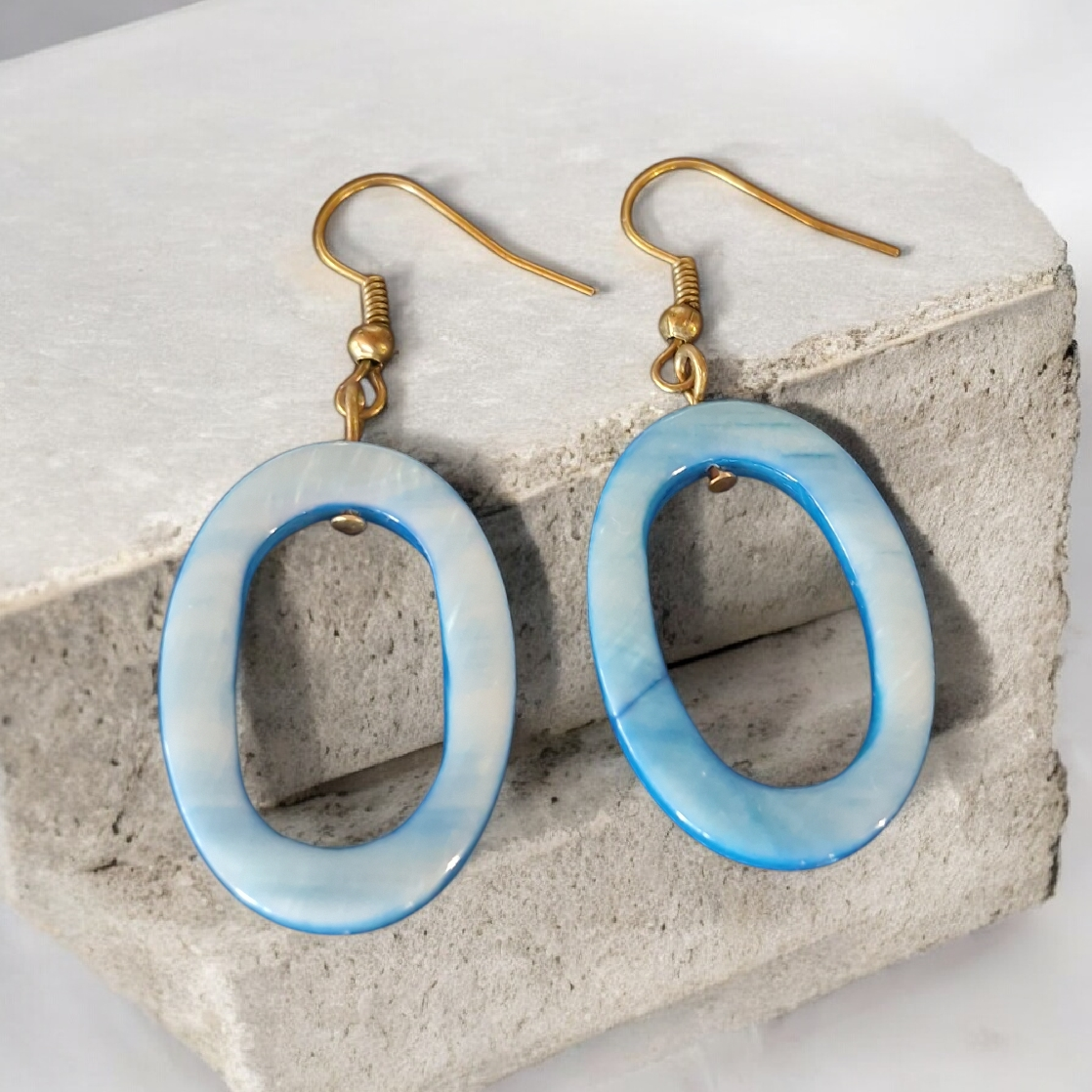 Blue shell earrings