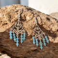 LIght blue crystal chandelier earrings