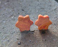 Polymer clay studs Gold and Red swirl