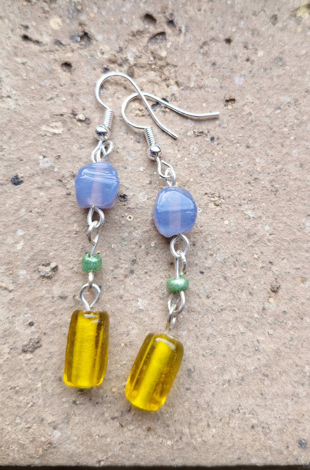 Glass bead decorative earrings