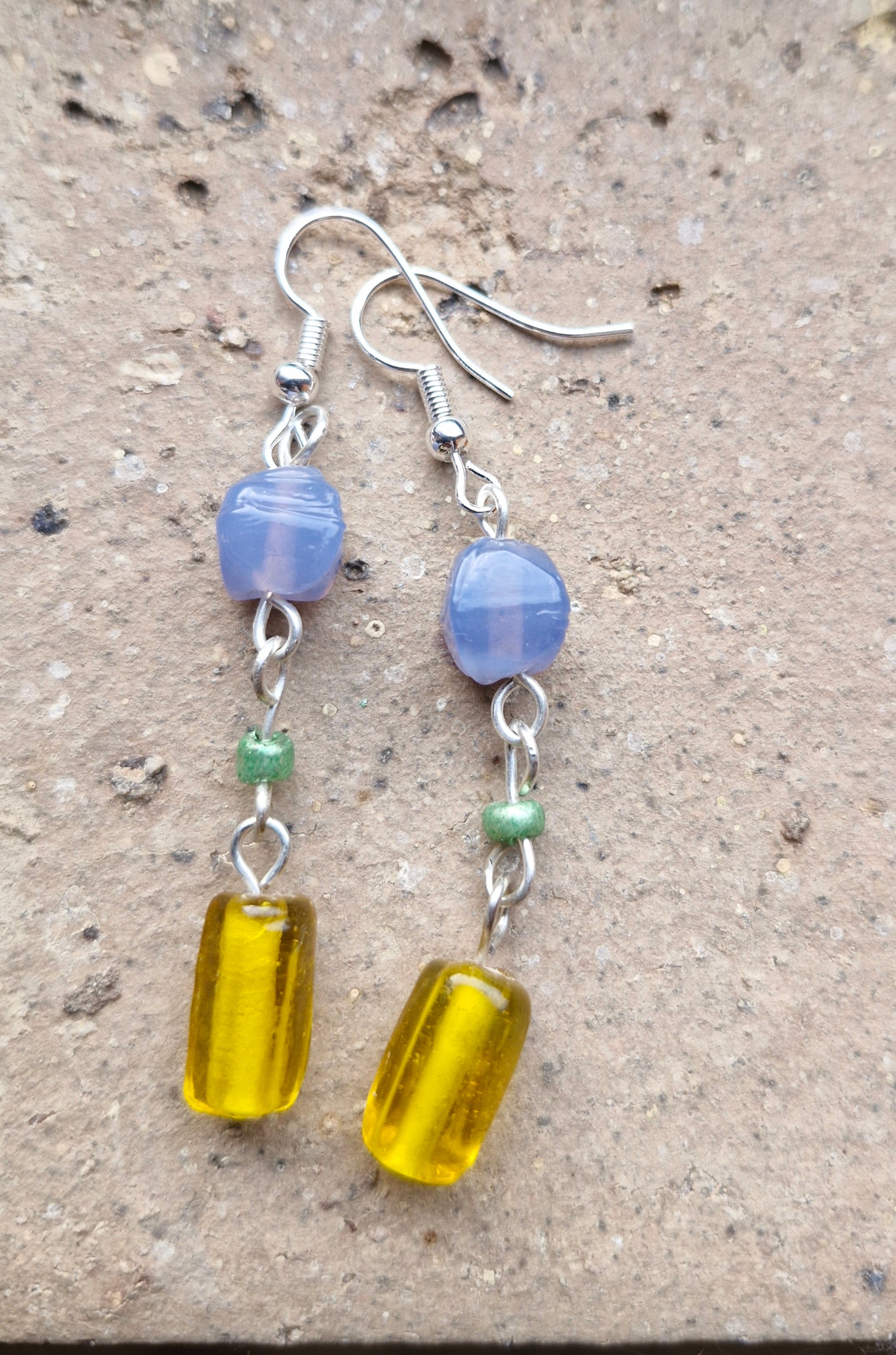 Glass bead decorative earrings