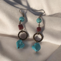 Teal nugget decorative earrings