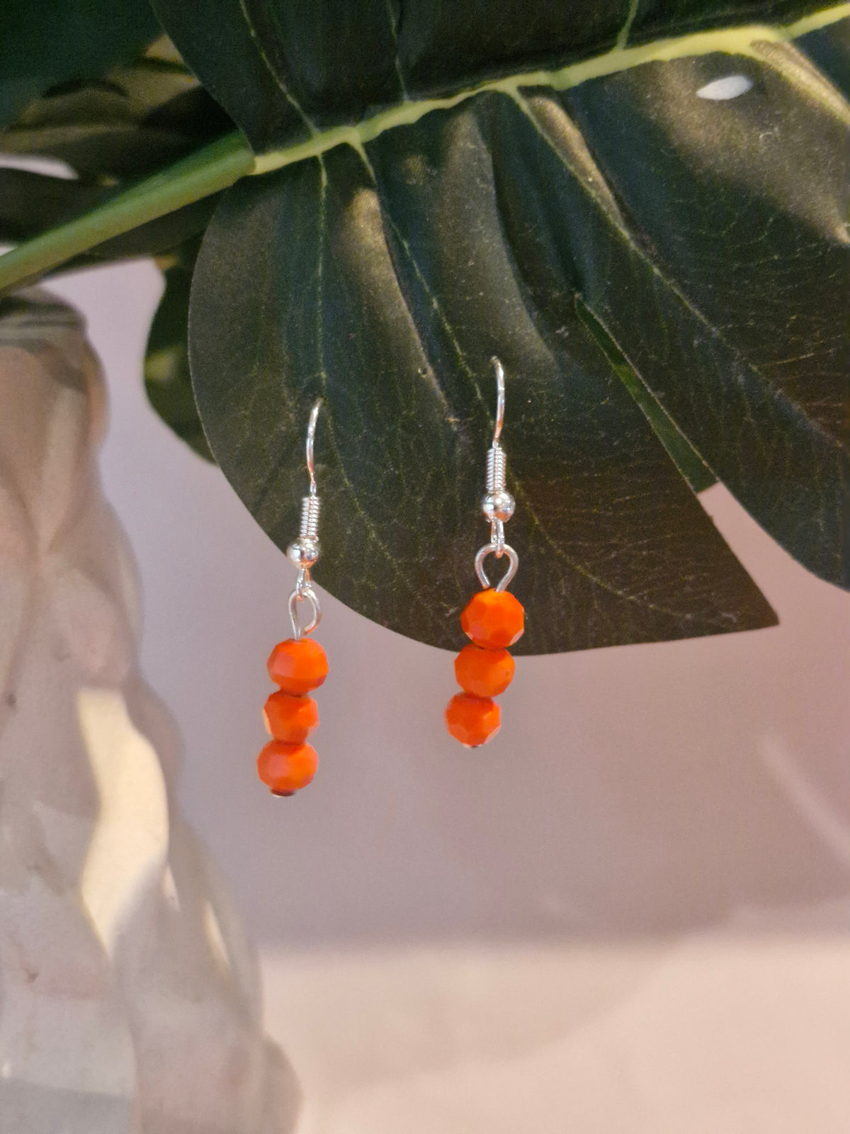 Orange glass crystal earrings