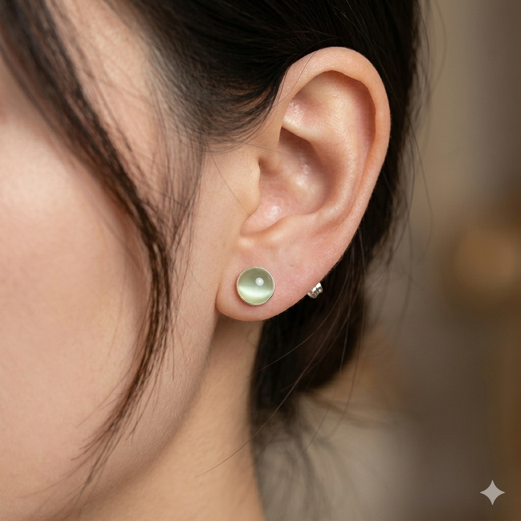 Green Cat's eye studs
