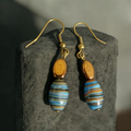 Copper and blue stripe earrings